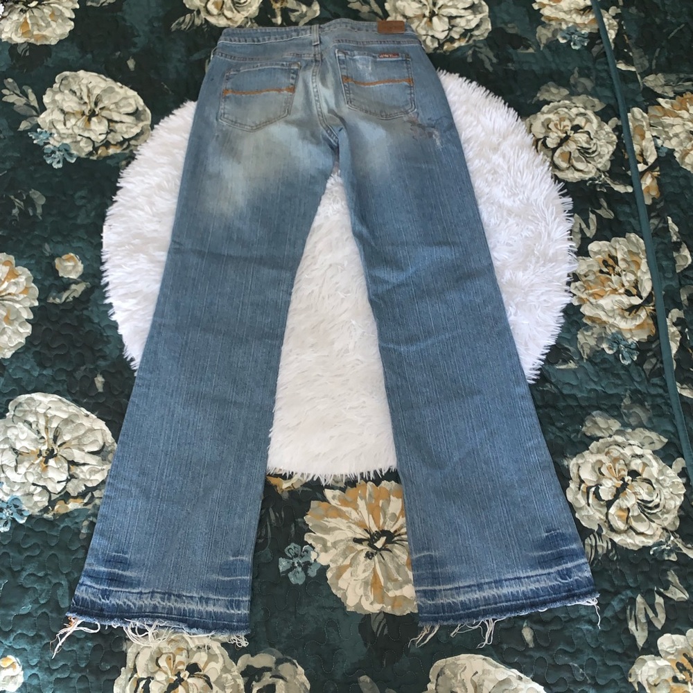 5/25$ Peacock Raw Edge Hem Bootcut Peacock Jeans